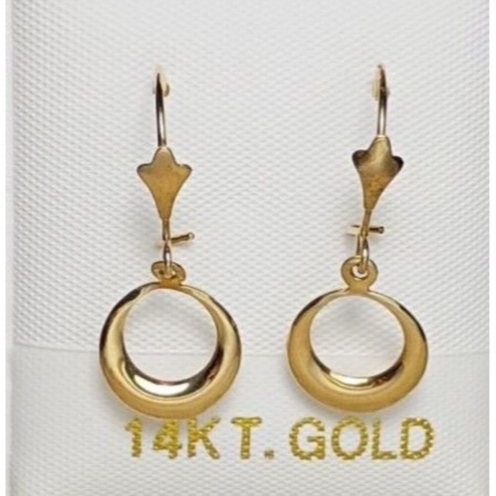 14K Yellow GOLD Dangle Hoop Earrings Vintage